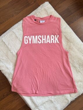 Gymshark Coral Pink Muscle Tank with White Logo